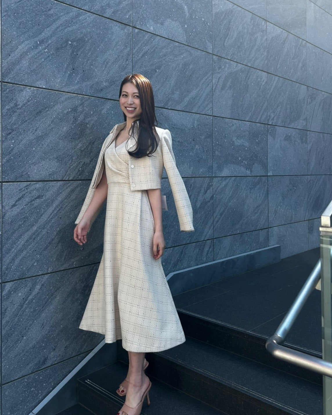 【5月中旬発送】Check Jacquard Flare One-piece