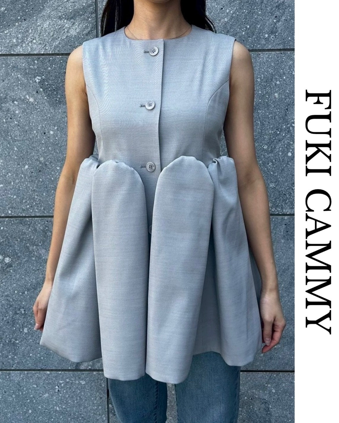 【5月中旬発送】Sleeveless Balloon Peplum Top
