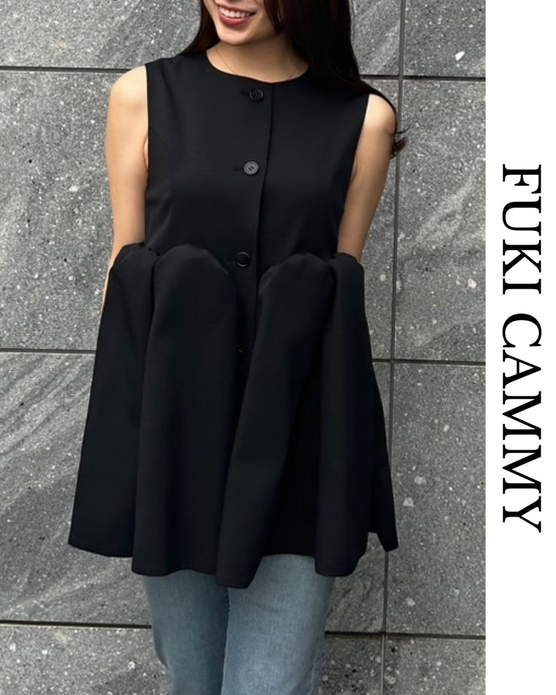 【5月中旬発送】Sleeveless Balloon Peplum Top