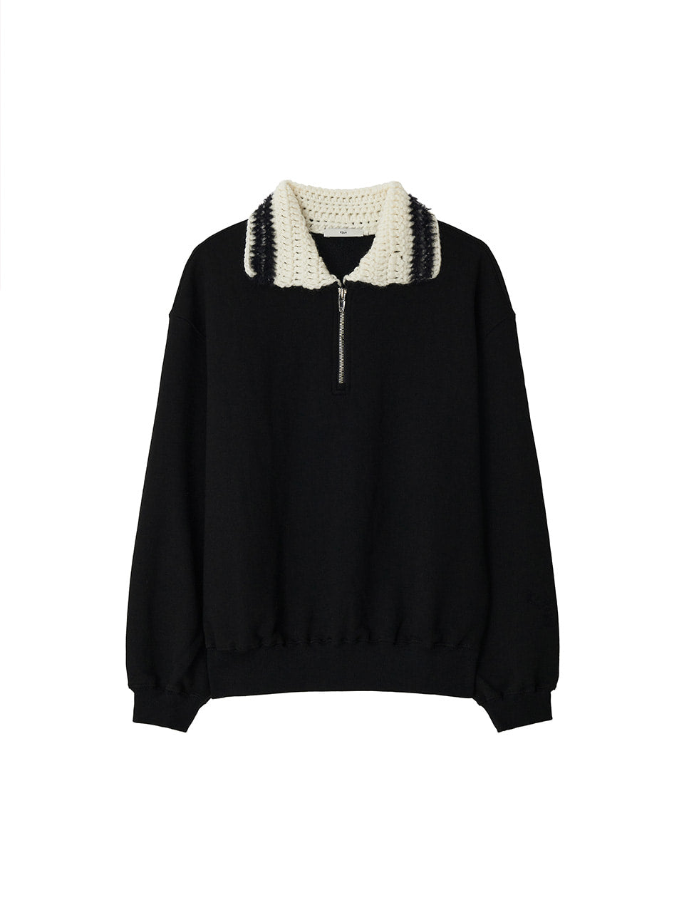【KIJUN】Crochet Collar Half Zip-Up Pullover