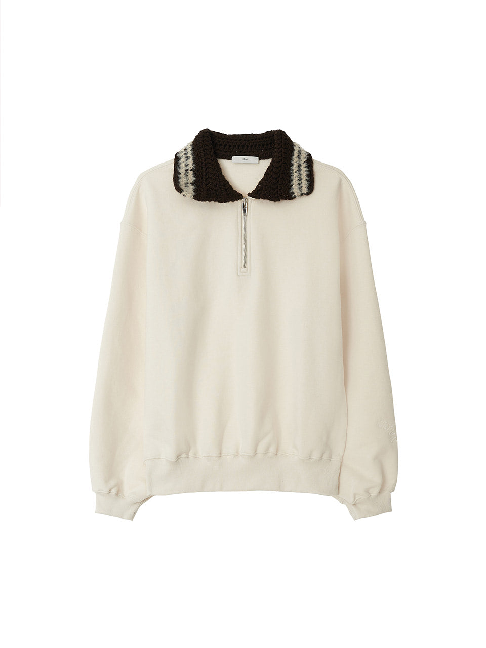 【KIJUN】Crochet Collar Half Zip-Up Pullover