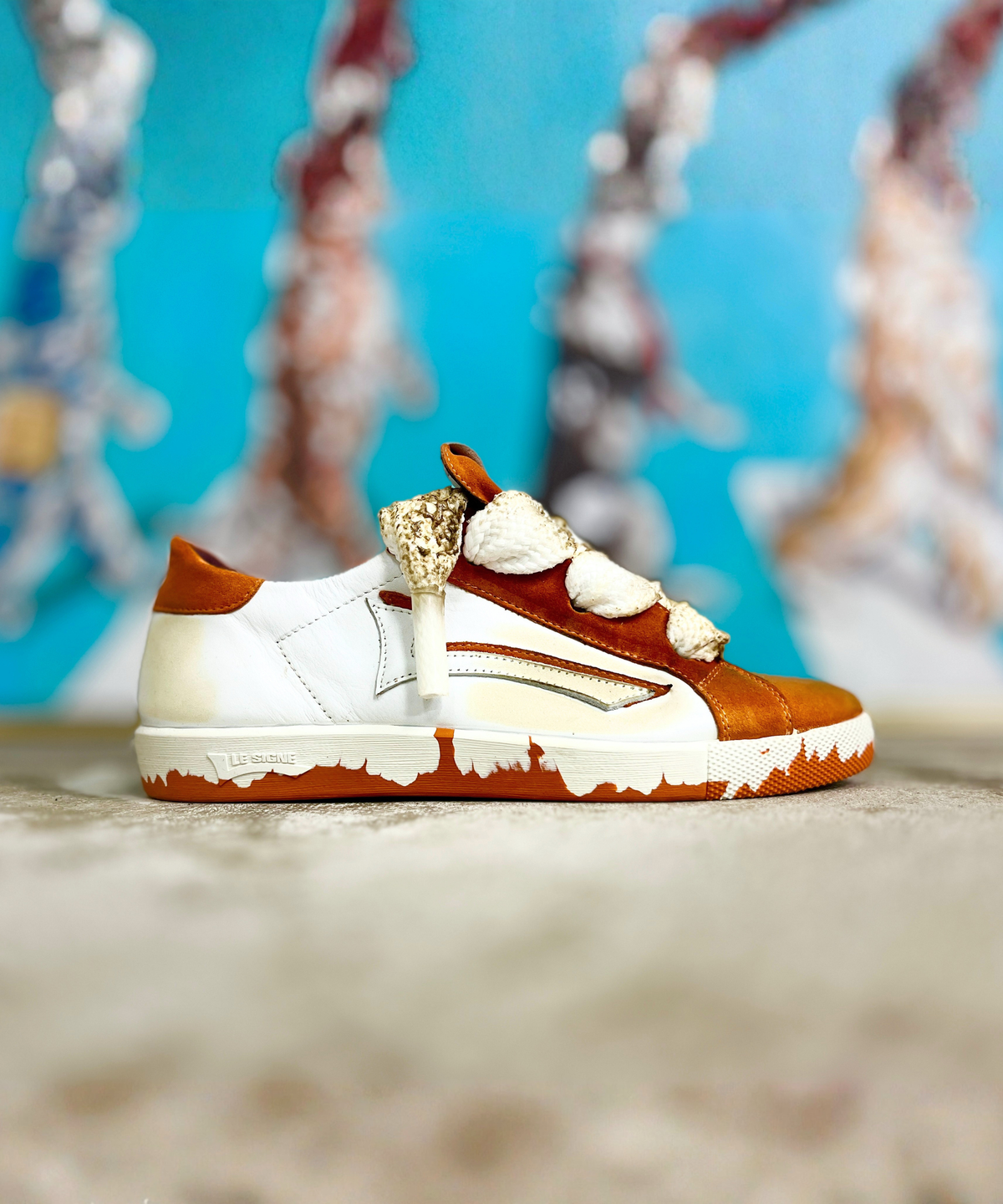 LE SIGNE】NERONE Low-sole Burnt White&Orange sneaker