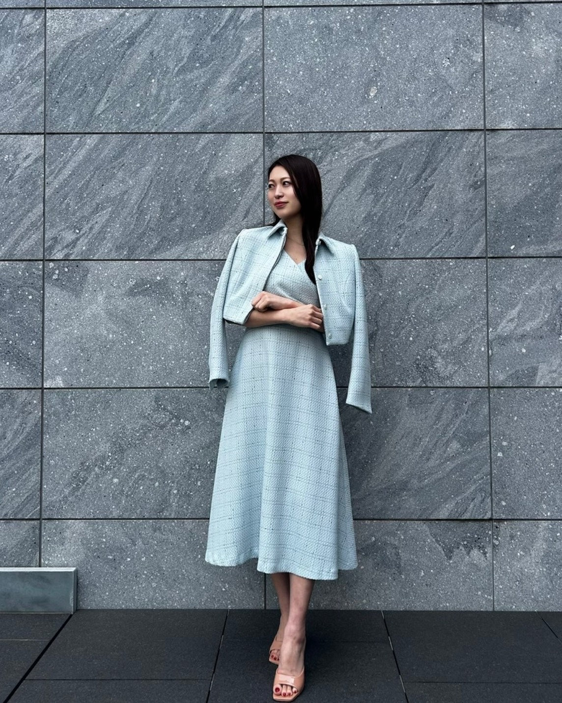 【5月中旬発送】Check Jacquard Flare One-piece