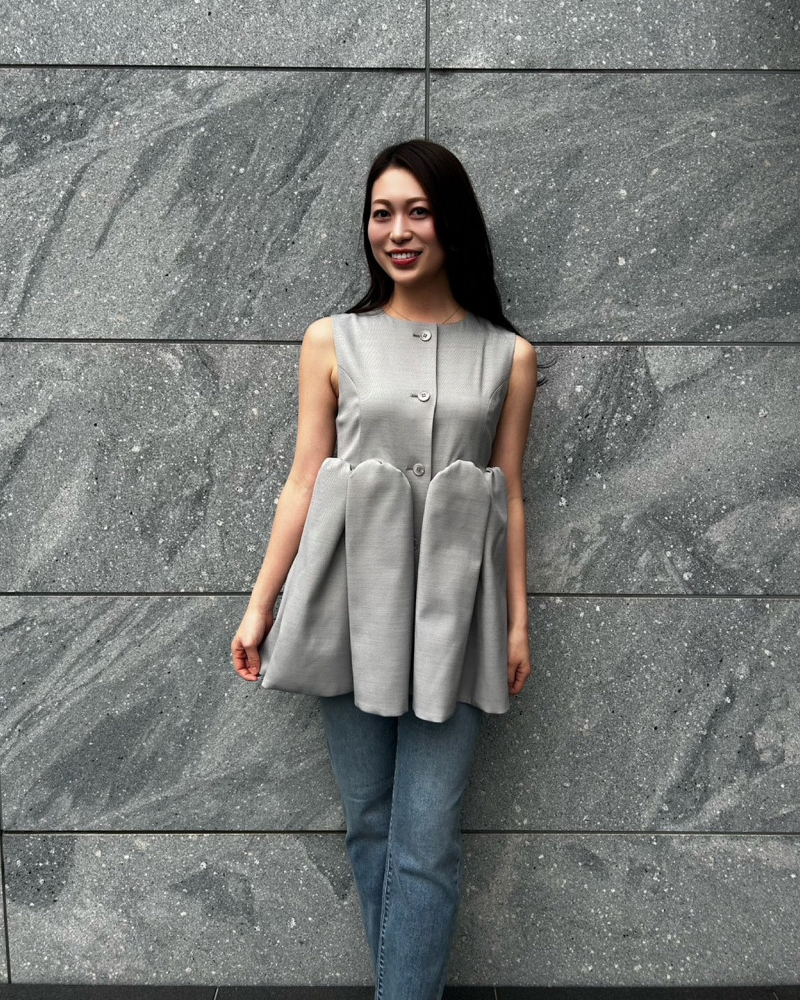 【５月中旬発送】Sleeveless Balloon Peplum Top