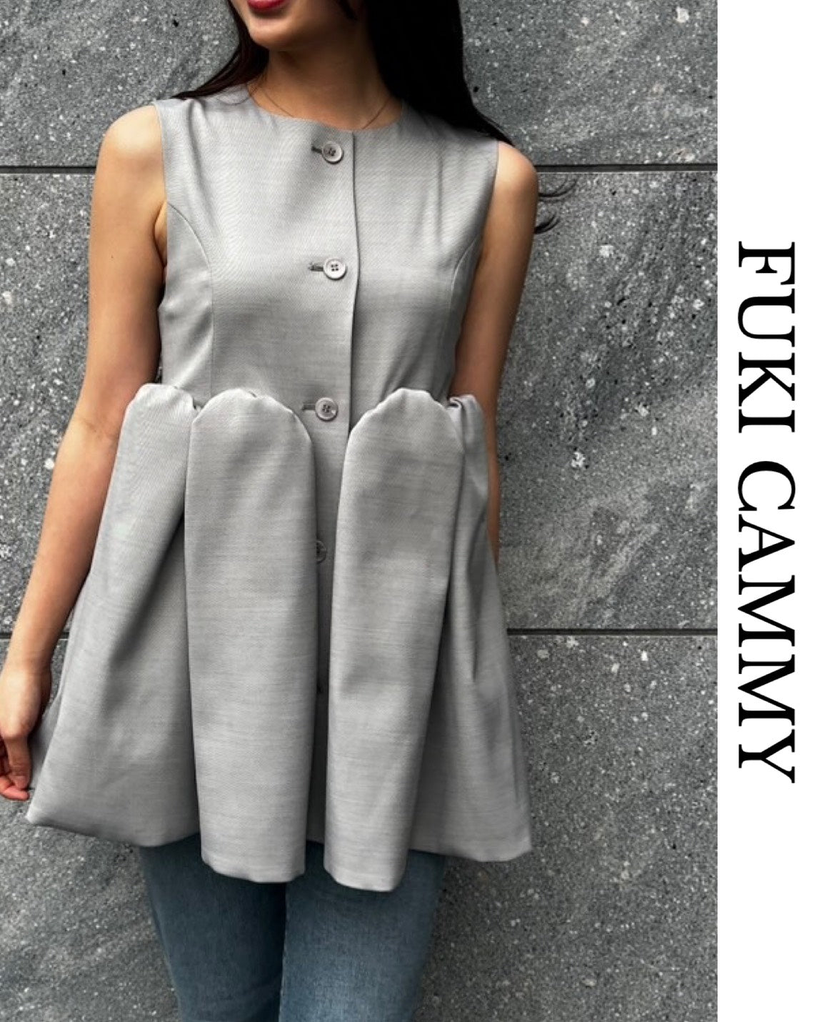 【５月中旬発送】Sleeveless Balloon Peplum Top