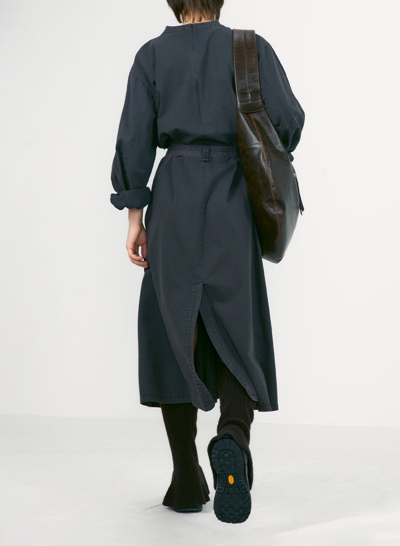 【LOW CLASSIC】WASHED LACE-UP BELTED　DRESS