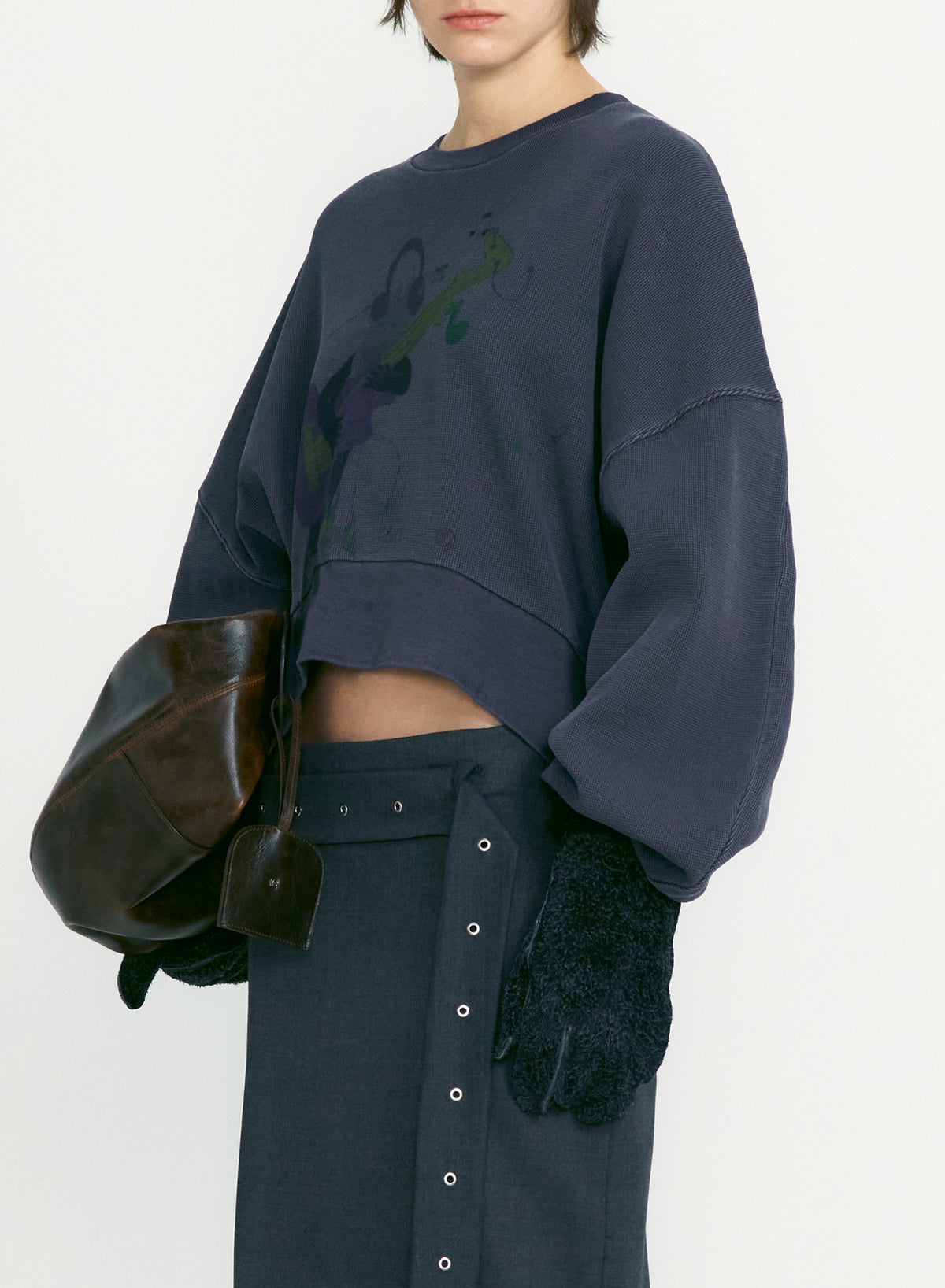 【LOW CLASSIC】WASHED ROCKSTAR CATSWEATSHIRT